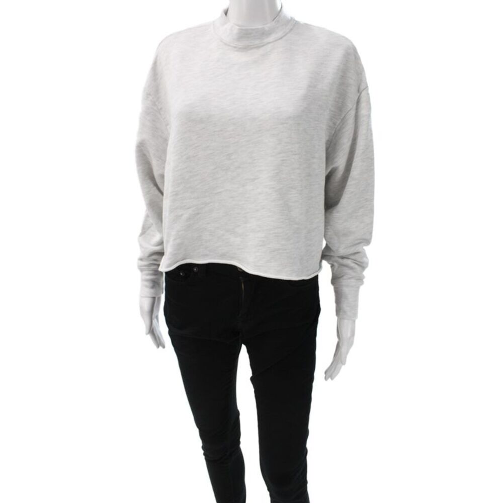 J Brand Women Cropped Gray Mockneck Cotton Sweatshirt Size XS
